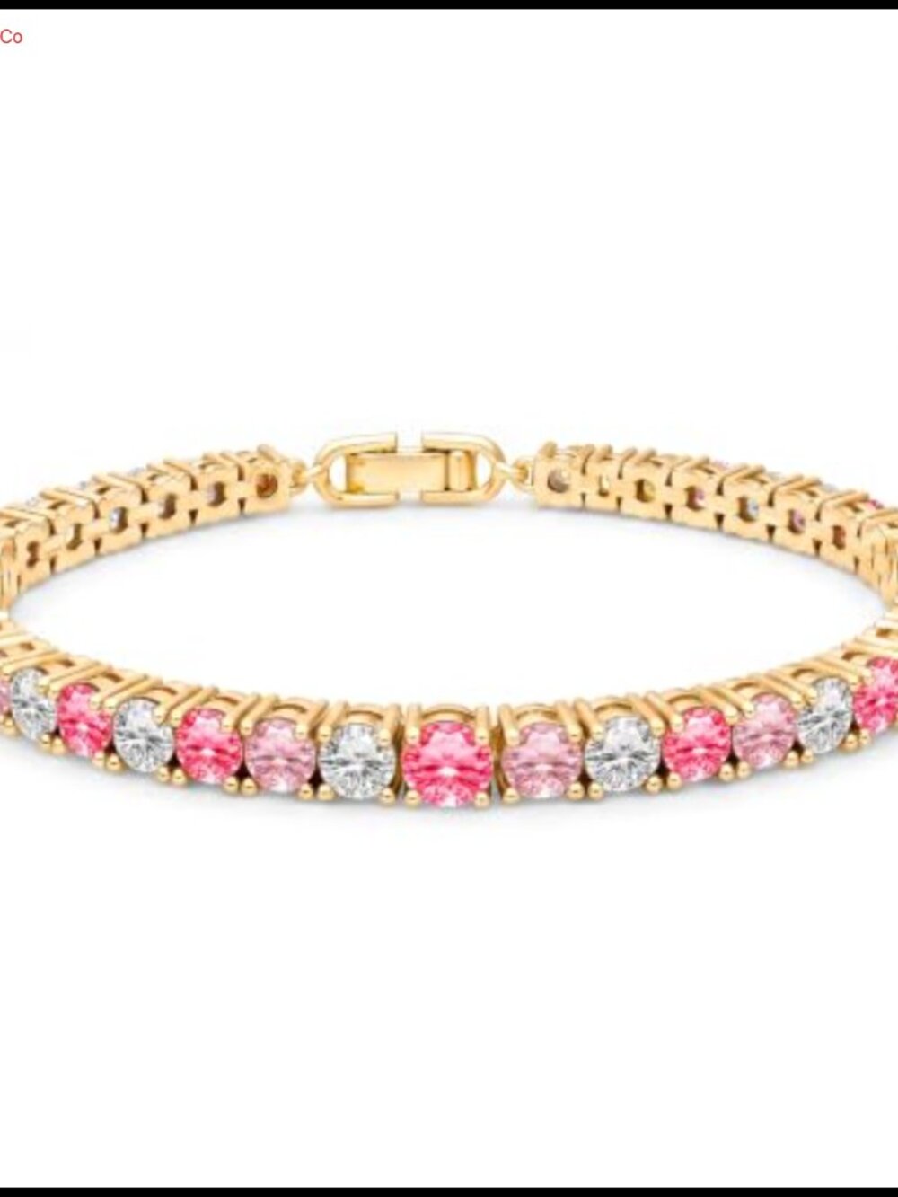 Crystal Tennis Bracelet 14K Gold Plated 7in with Jewelry Box